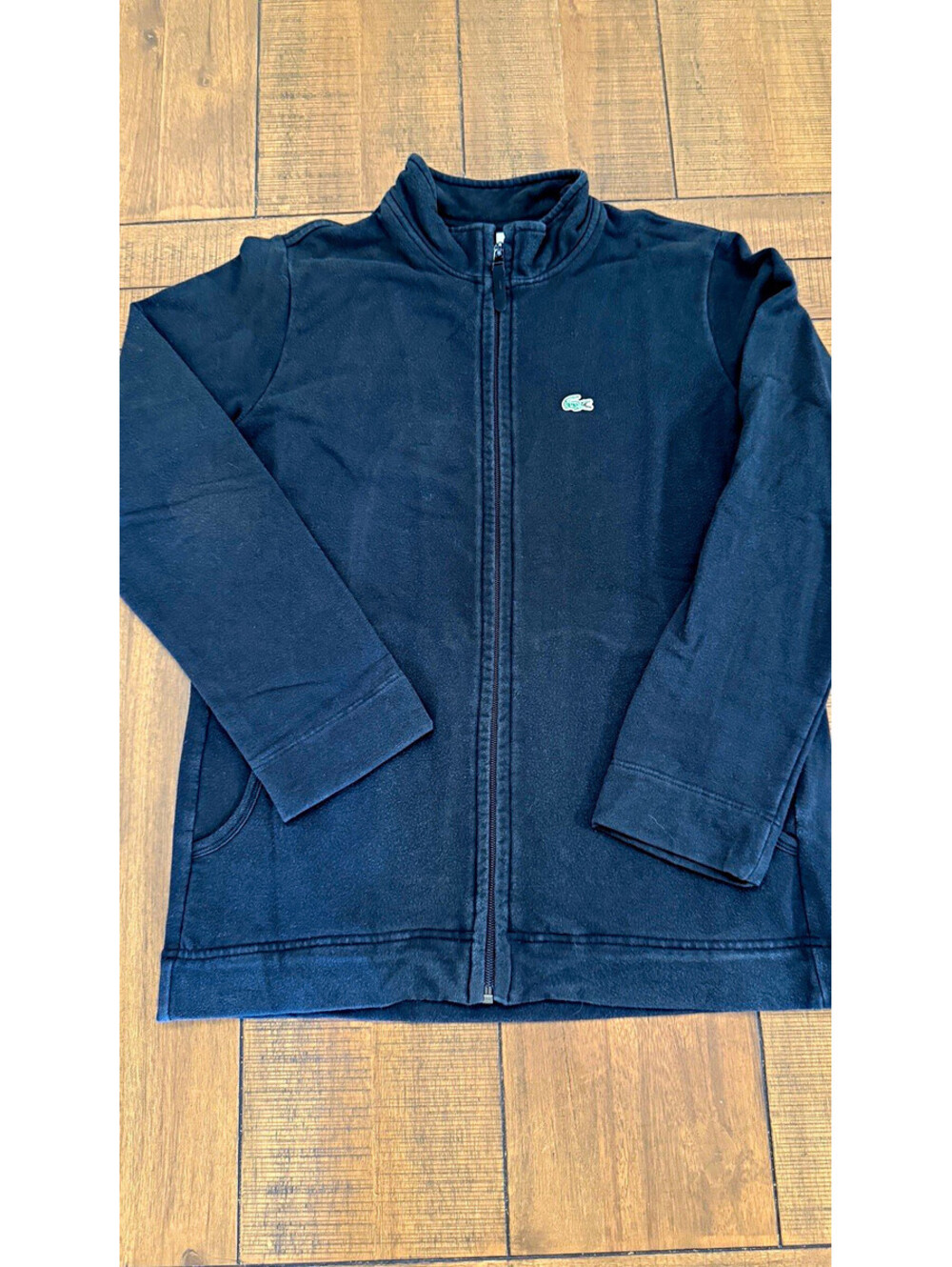 Vintage Lacoste Sport Full Zip Track Jacket Black Size 42 Made Morocco